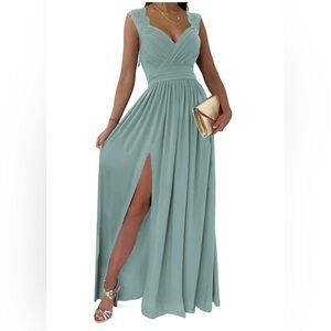 Dokotoo 2025 Formal Wrap V-Neck Ruched Sexy Bridesmaid Wedding Guest Maxi Dress